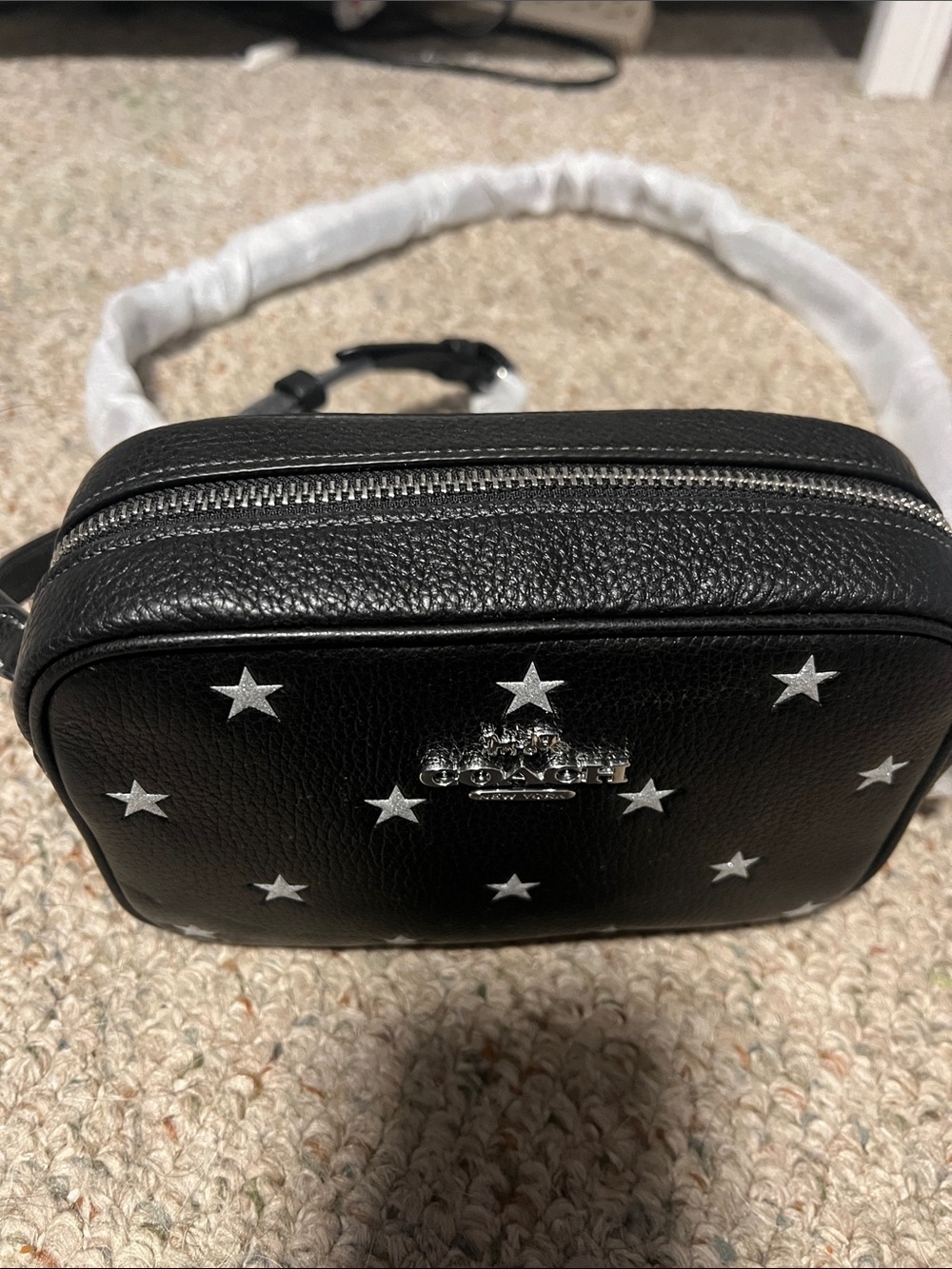 Coach Black Leather Star-Stud Camera Crossbody - Picture 2 of 4